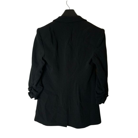 Cinq à Sept Khloe ruched sleeve crepe blazer black women's size 4 - Picture 3 of 5